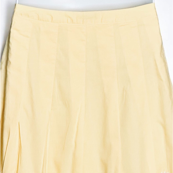 Vintage 90s Talbots Pleated Summer Skirt 12P Yellow Flared Cottage Embroidered - Picture 3 of 9
